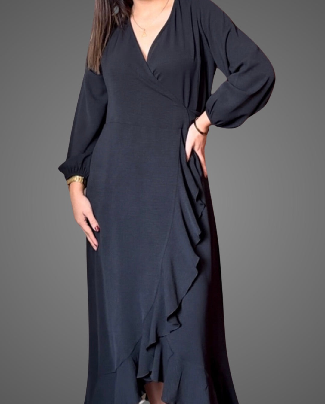 Vestido Envolvente - Negro