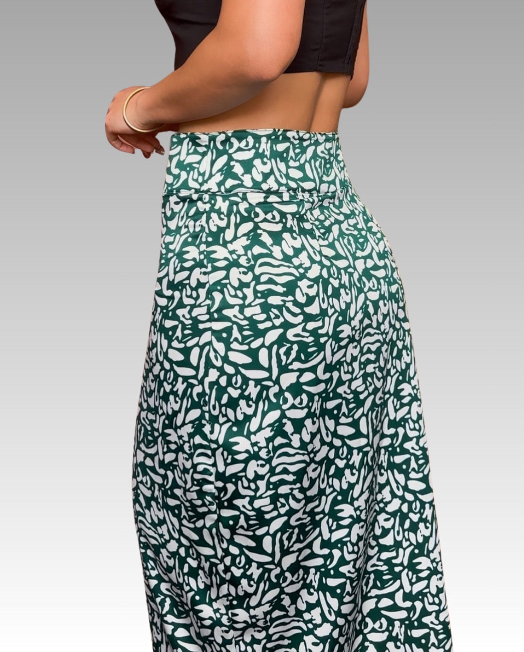Falda Satin - Print verde