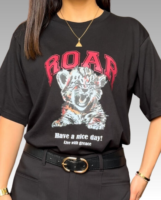 Polo Oversize Roar - Negro
