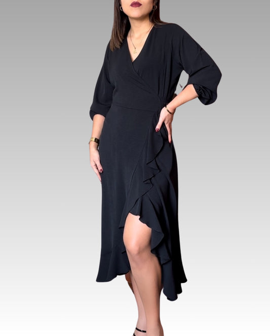 Vestido Envolvente - Negro