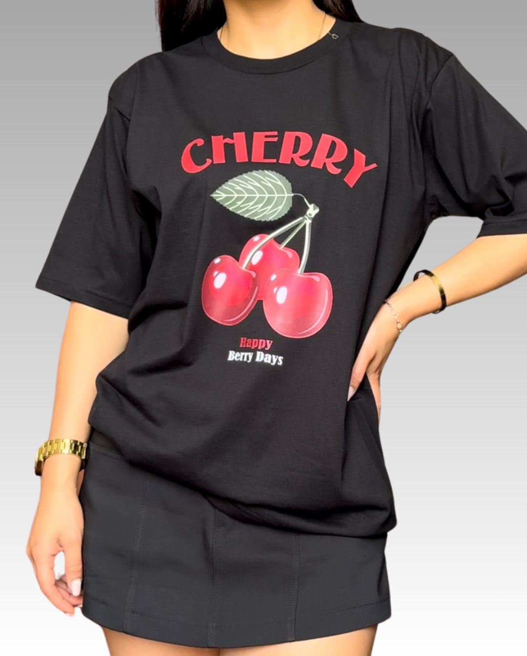 Polo Oversize Cherry - Negro