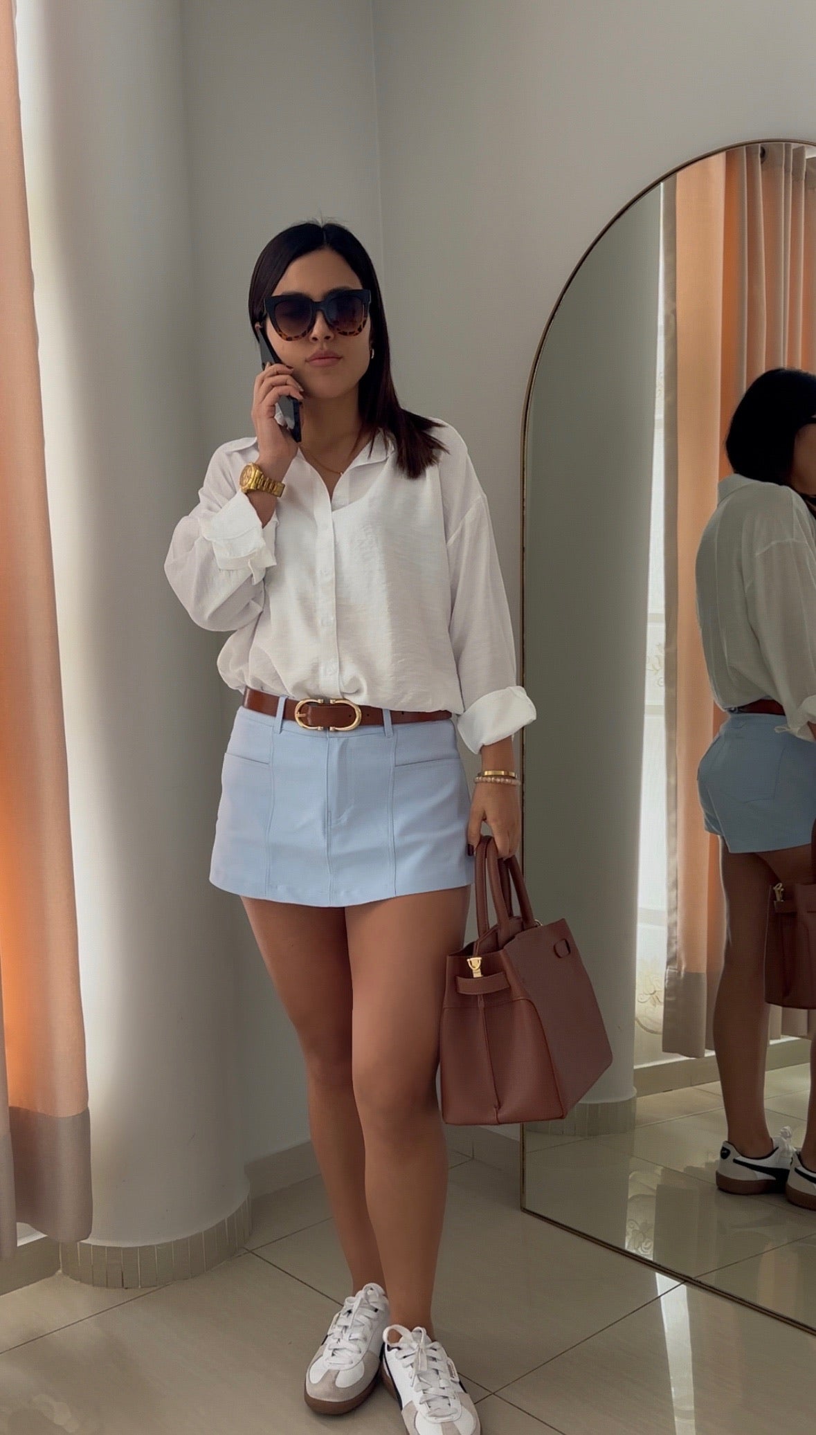 Falda short Mango - Celeste